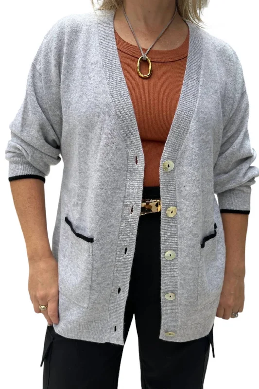New Products Bear Cardi In Grey/black