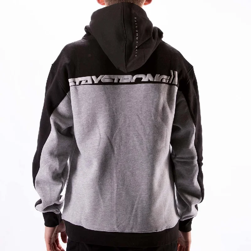 Elegant And Lazy Stay Strong Cut Off Hoodie - Black/Grey