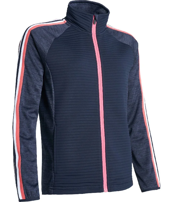 Cozy Fit Wear Women Turnberry 3D Stripe Fullzip Cardigan In Navy