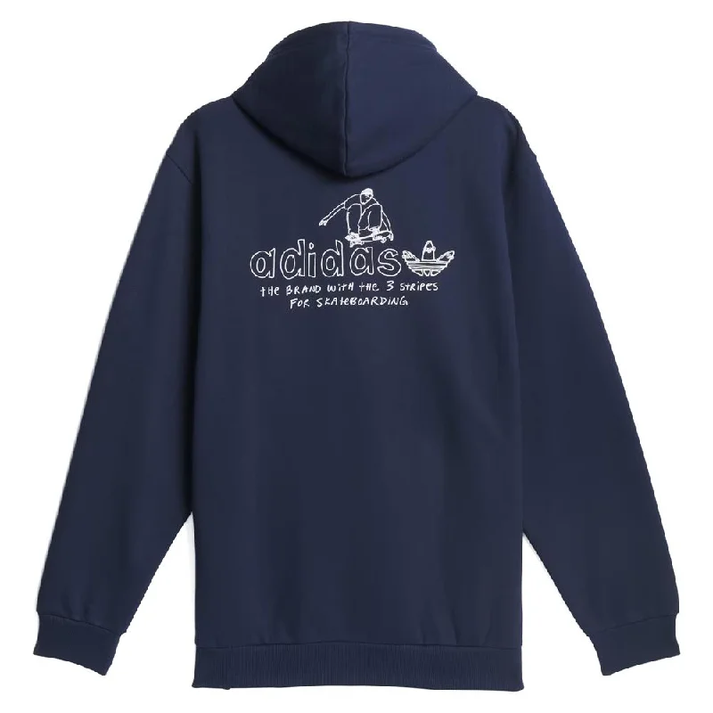 Street Cool Adidas Henry Jones Graphic Pullover Hoodie - Collegiate Navy/White