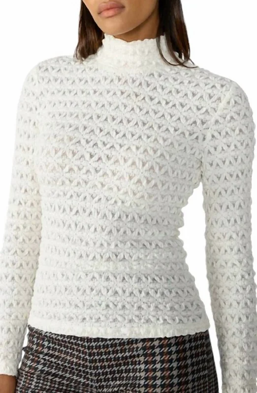 Comfortable Sweaters Lace Mock Top In Milk