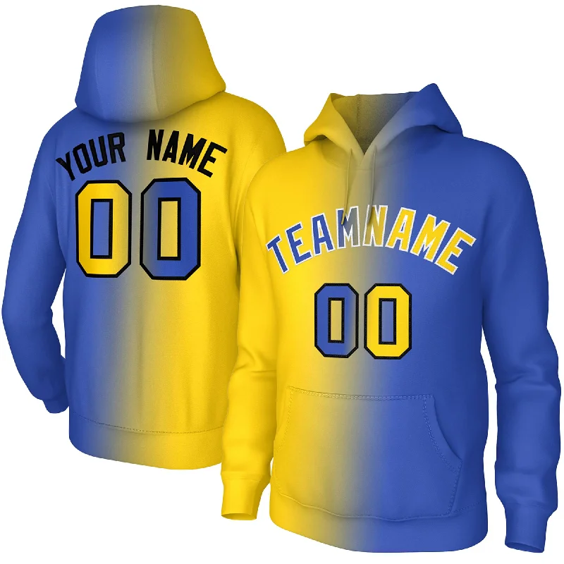 Breezy Style Custom Stitched Gold Royal Gradient Fashion Athletic Pullover Sweatshirt Hoodie