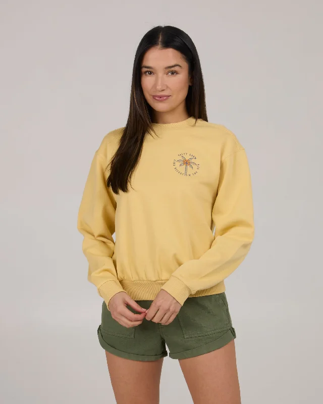 Fashion Selection Queen Palm Crew Fleece - Dusty Gold