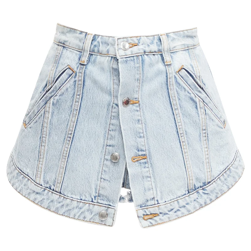 Free And Comfortable Alexander Wang Washed Cotton Layered Skort High Waist Cutaway Shorts