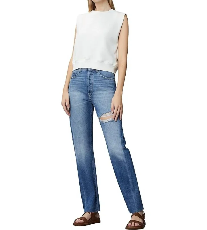 Romantic And Fresh Emilie Straight Jean In Bedford Blue Raw