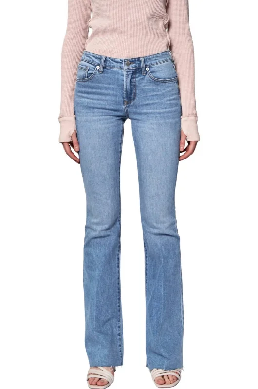 Comfortable And Simple Bella Rose Mid Rise Flare Jeans In Light Denim