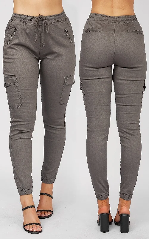Denim Design Dip It Low Cargo Jeans - Grey