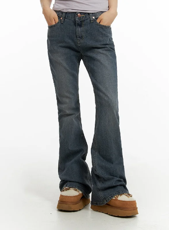 High-waisted pants style Slim Washed Flared Jeans CF416