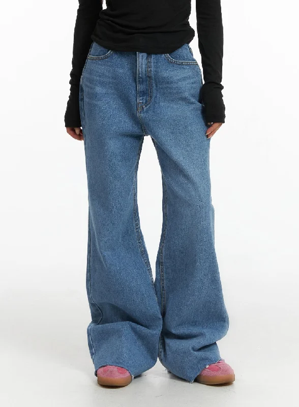Elegant Style Blue Denim Bootcut Jeans CJ431