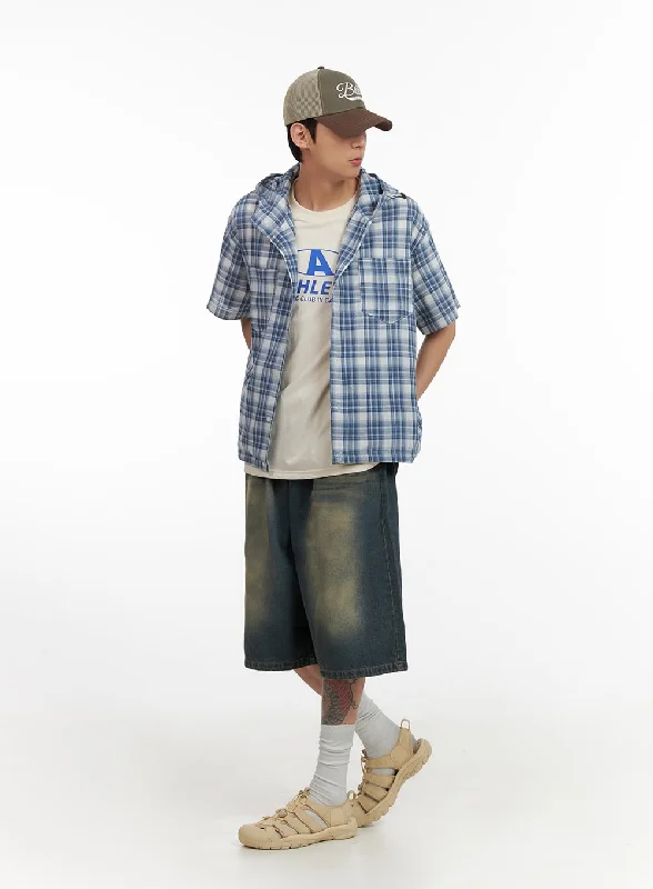 Innovative Design Men's Denim Washed Shorts (Blue) IL404