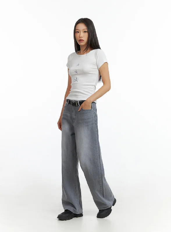 Windbreaker fashion Low Rise Baggy Jeans IL409